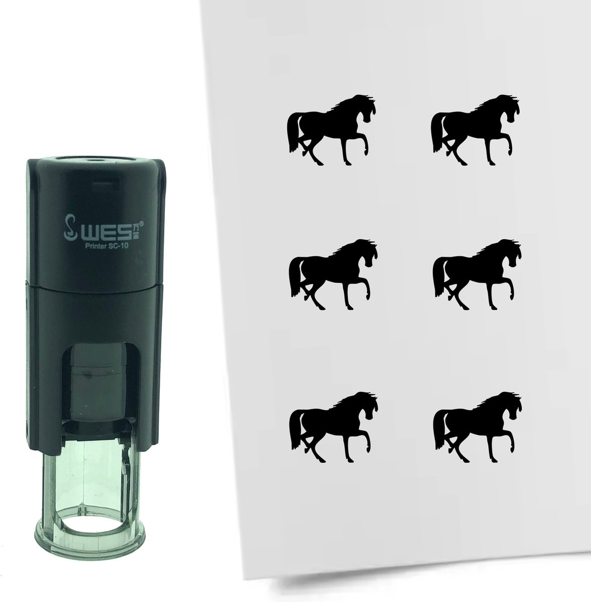 CombiCraft Stempel Paard 10mm rond - zwarte inkt