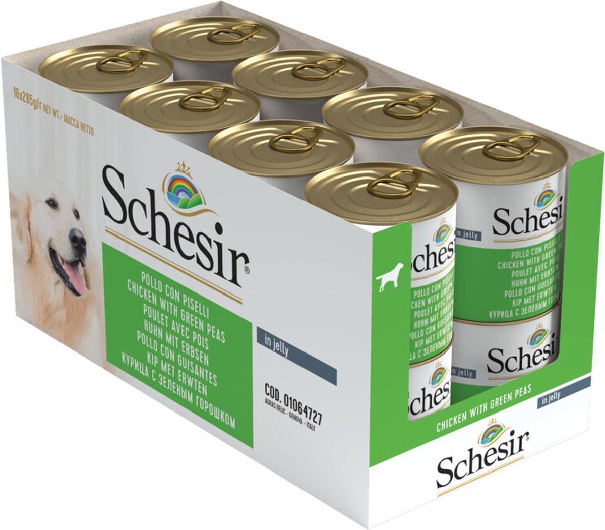 Schesir Hondenvoer Kip Erwten in Gelei - 16 x 285 gr - Voordeelverpakking