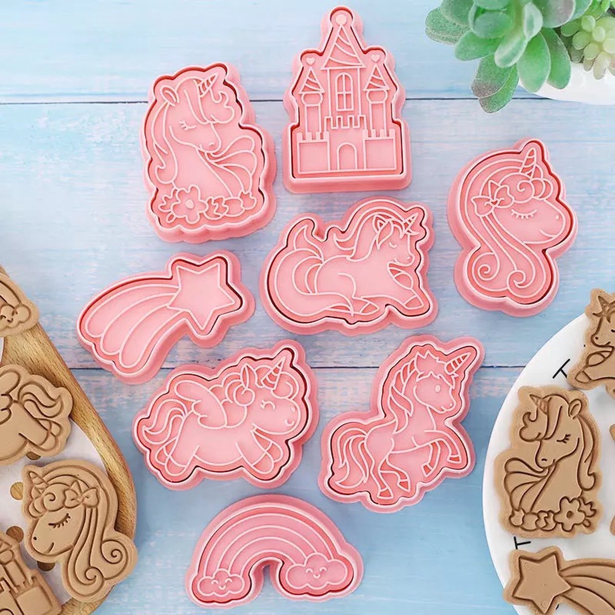 Unicorn eenhoorn regenboog uitsteker set - koekjesvorm - uitstekers fondant - uitsteekvorm - cookie cutter