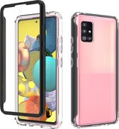 Voor Samsung Galaxy A51 5G schokbestendig TPU-frame + doorzichtige pc-achterkant + PET-schermbeschermer aan de voorkant (zwart)