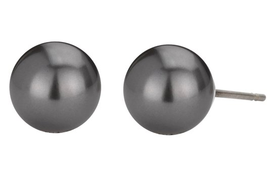 Boucles d'oreilles en perles de Traveller - avec Crystal Swarovski 8 mm perle gris foncé - # 711508