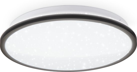 B.K. Licht Plafondlamp - zwart - met sterrenhemel - Ø28 cm - LED plafonniére - kinderlamp - 4.000K - 2.000Lm - 18W