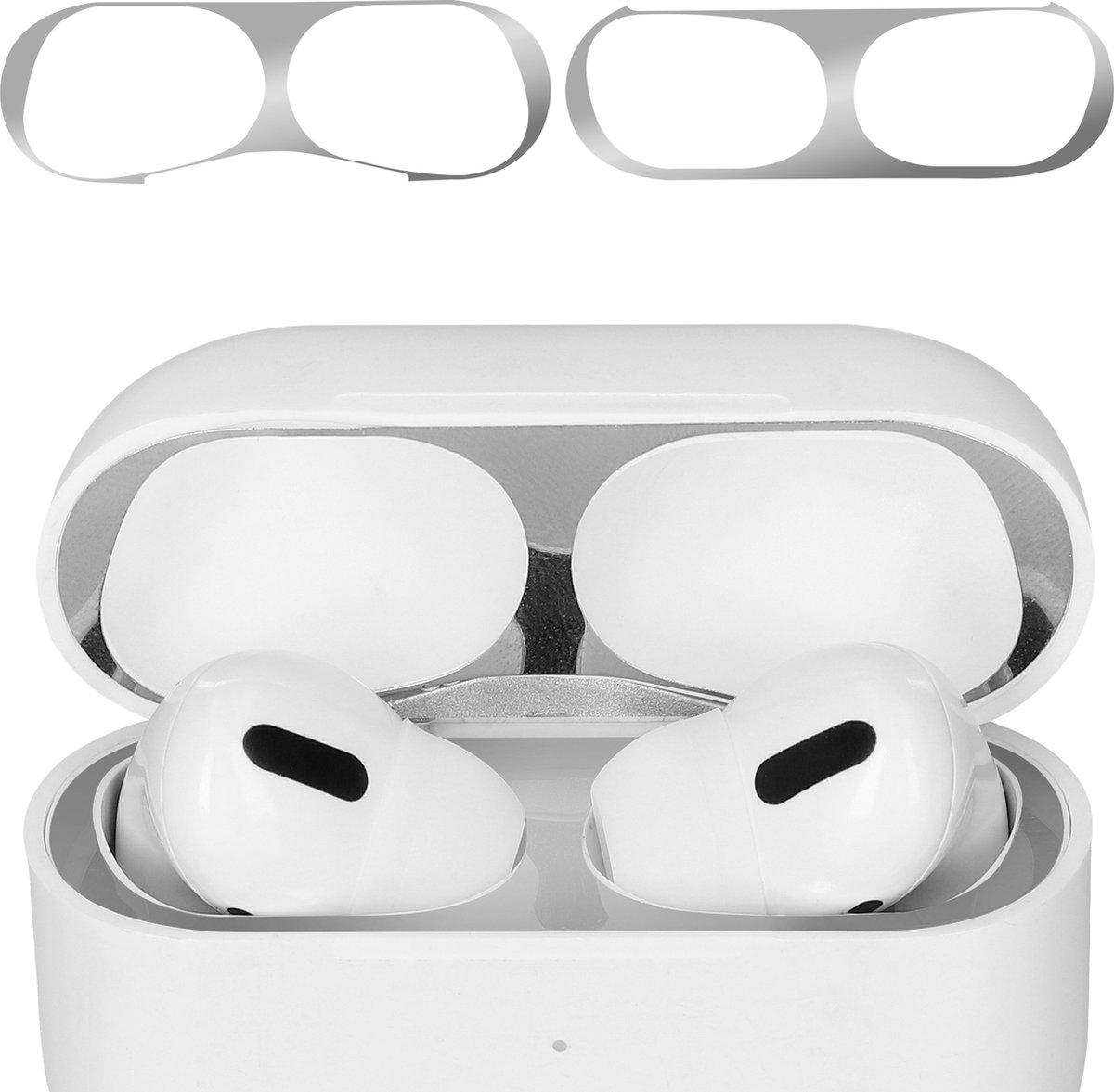 kwmobile anti-stof sticker voor Apple Airpods Pro 2 - Stofbeschermer in zilver
