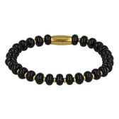 Bracelet en perles d'or avec pierres précieuses Onyx - Magnifique bracelet en or avec pierres précieuses Onyx - Avec coffret cadeau de luxe