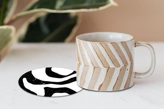 Sous-verres pour verres - Rond - Abstrait - Minimalisme - Design - 10x10 cm - Sous-verres en verre - 6 pièces