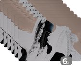 Set de table - Zwart - Peinture - Abstrait - Table - Blocs - 45x30 cm - Plaques de blocs - 6 pièces