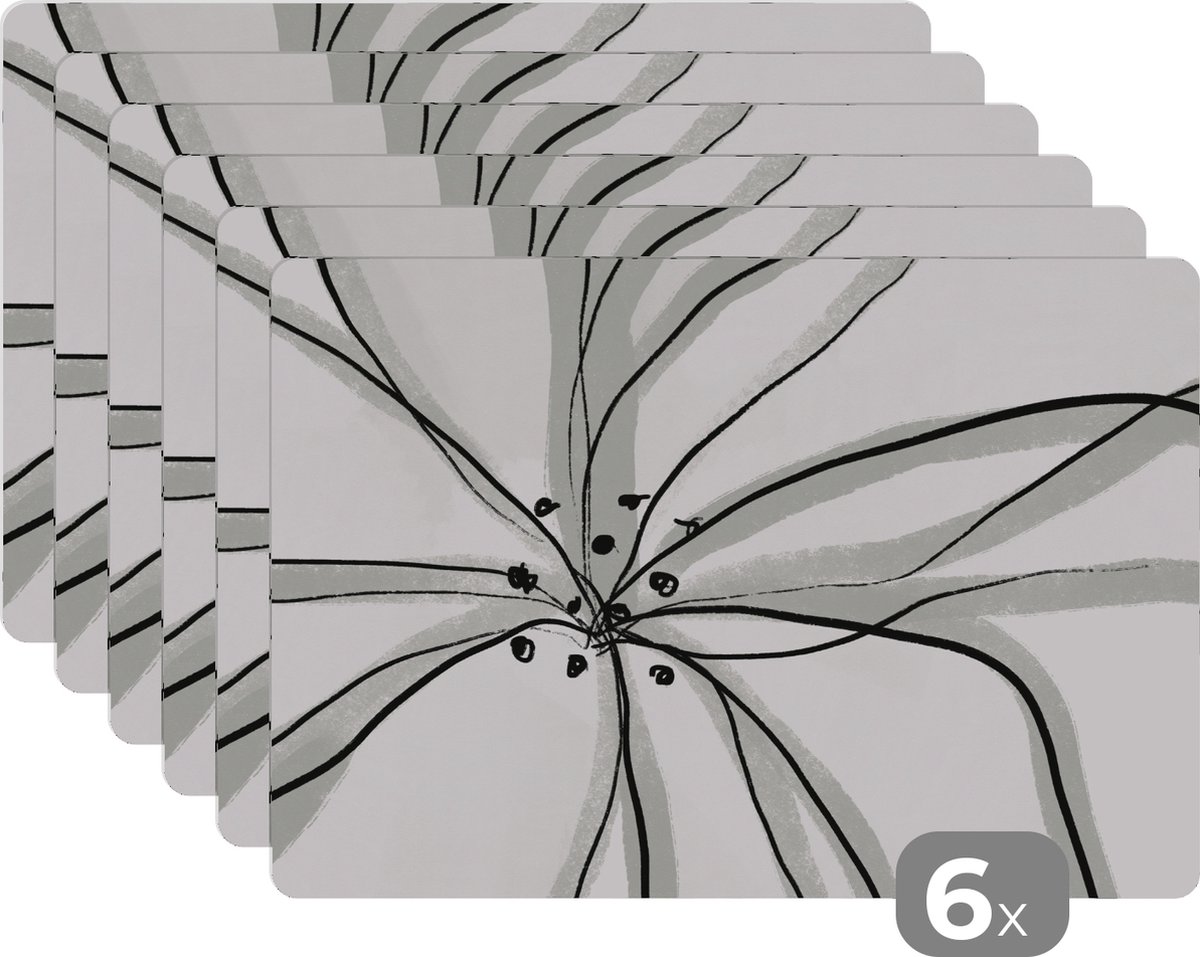 Placemat - Pastel - Bloem - Abstract - Tafel - Placemats - Onderleggers - 45x30 cm - 6 stuks