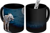 Mug Magique - Mug Photo sur Chaleur - Mug à Café - Loup - Lune - Nuit - Animaux - Portrait - Mug Magic - Tasse - 350 ML - Mug à Thé