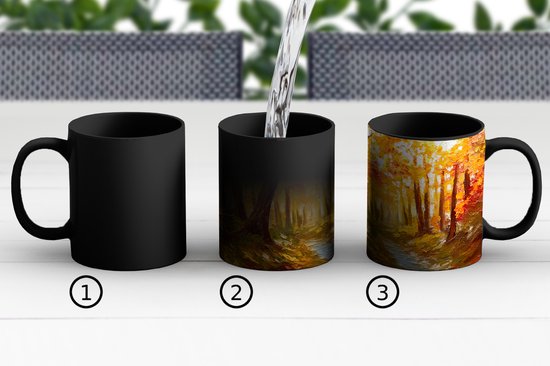 Tasse Magique - Photo sur Tasses Chauffantes - Tasse à Café - Peinture - Automne - Forêt - Peinture à l'Huile - Tasse Magic - Tasse - 350 ML - Tasse à Thé