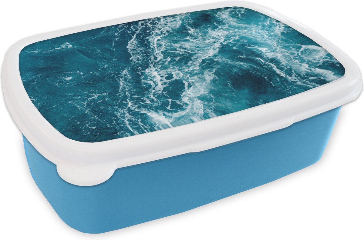 Broodtrommel Blauw - Lunchbox - Brooddoos - Zee - Water - Golf - 18x12x6 cm - Kinderen - Jongen