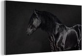 Décoration murale Métal - Peinture Aluminium - Cheval - Zwart - Portrait - 80x40 cm
