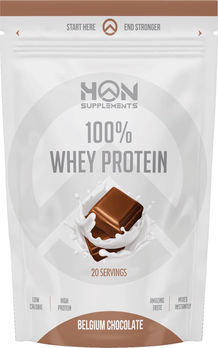 HON - 100% Whey Protein (Belgian Chocolate - 500 gram) - Eiwitshake - Eiwitpoeder - Eiwitten - Sportvoeding - 20 shakes