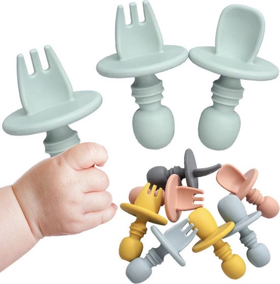 Kinderbestek - Babybestek - Baby - Baby Lepel - Baby Vork - Baby Bestek - Kinder lepel - Kinder Vork- BPA-Vrij - Groen van Merkloos — afbeelding 5