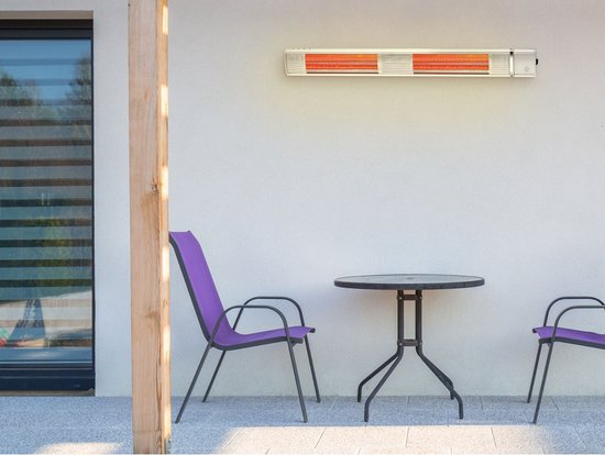 alpina Infrarotheizung 2000W – Heizstrahler Terrasse für Innen- und Außenbereich – Infrarot Heizstrahler elektrisch IP55 – Wand- oder Deckenmontage – 57x11,5x11 cm Schwarz