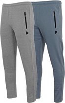2-Pack Donnay - Joggingbroek met rechte pijp - sportbroek - Heren - Maat XL - Silver-marl/Blue-grey (487)