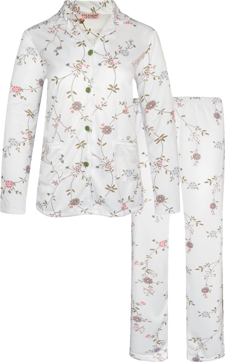 Dames pyjama Fine Woman gebloemd groen XXXL