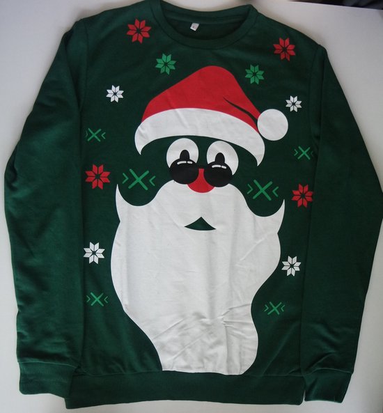 Kerst Sweater - Kerstman - Groen - Maat L