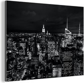 Wanddecoratie Metaal - Aluminium Schilderij Industrieel - Skyline - Zwart - Wit - New York - Amerika - 160x120 cm - Dibond - Foto op aluminium - Industriële muurdecoratie - Voor de woonkamer/slaapkamer