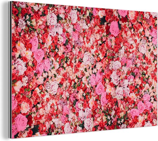 Décoration murale Métal - Peinture Aluminium Industrielle - Fleurs - Couleurs - Roses - 90x60 cm - Dibond - Photo sur aluminium - Décoration murale industrielle - Pour le salon / chambre