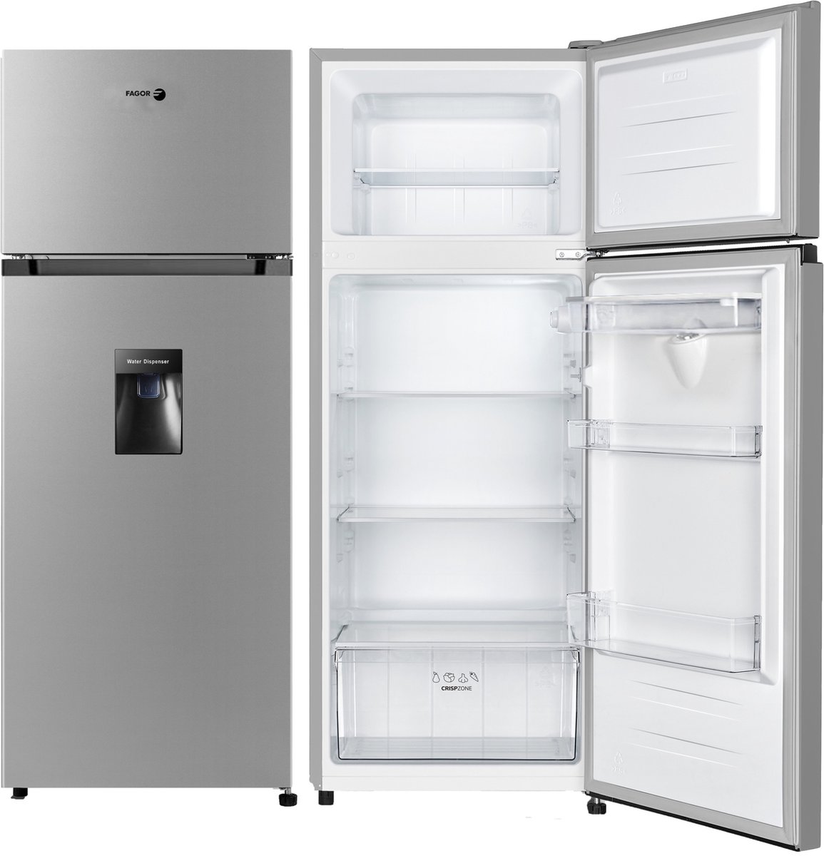 Fagor Réfrigérateur-Congélateur Combi avec distributeur d'eau - 206 L -  Look Inox -... | bol