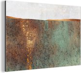 Wanddecoratie Metaal - Aluminium Schilderij Industrieel - Abstract - Luxe - Goud - 120x80 cm - Dibond - Foto op aluminium - Industriële muurdecoratie - Voor de woonkamer/slaapkamer