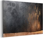 Wanddecoratie Metaal - Aluminium Schilderij Industrieel - Abstract - Goud - Design - 150x100 cm - Dibond - Foto op aluminium - Industriële muurdecoratie - Voor de woonkamer/slaapkamer