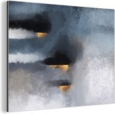 Wanddecoratie Metaal - Aluminium Schilderij Industrieel - Wolken - Gold - Abstract - 80x60 cm - Dibond - Foto op aluminium - Industriële muurdecoratie - Voor de woonkamer/slaapkamer