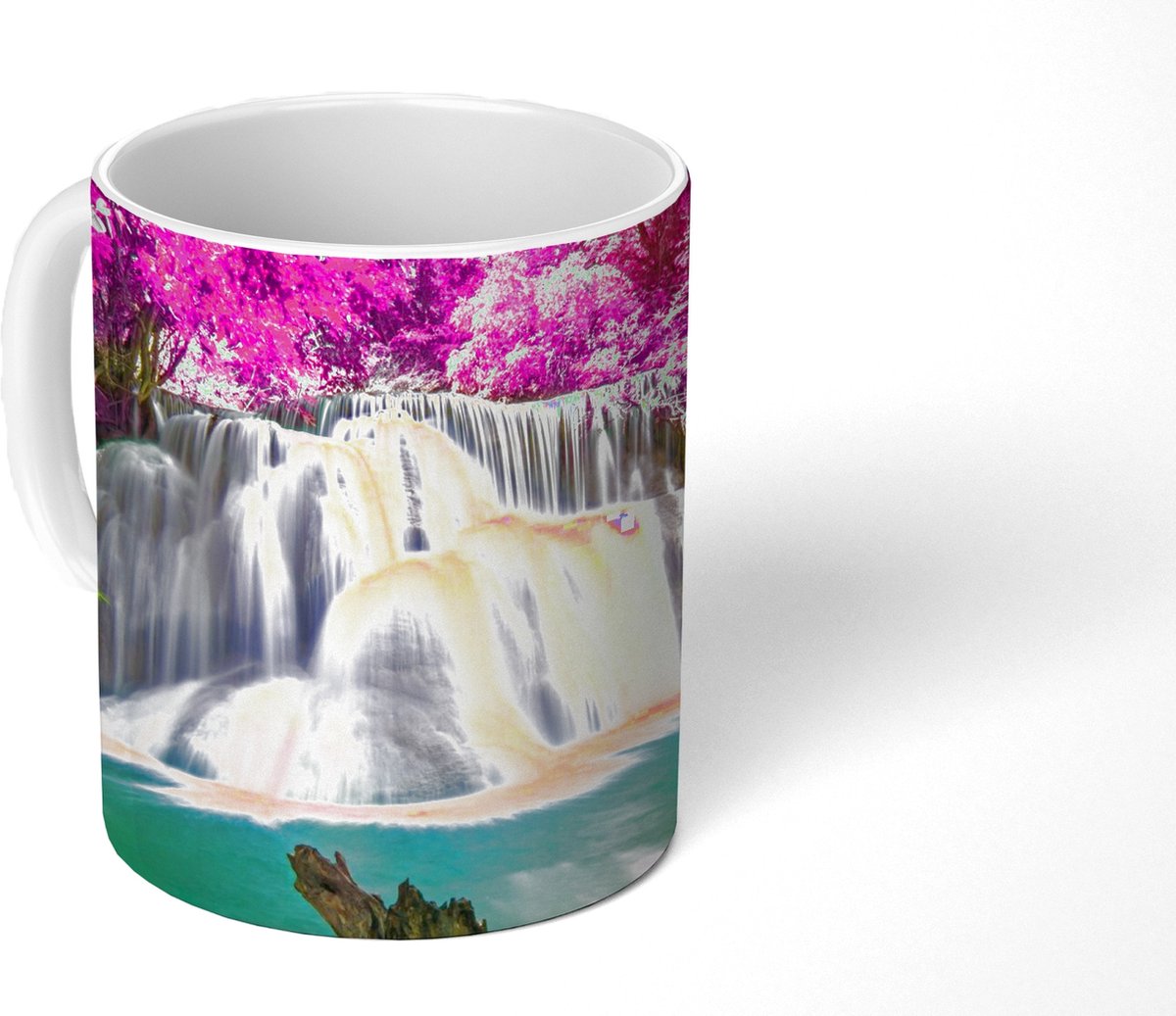 Mok - Koffiemok - Waterval - Roze - Bomen - Mokken - 350 ML - Beker - Koffiemokken - Theemok