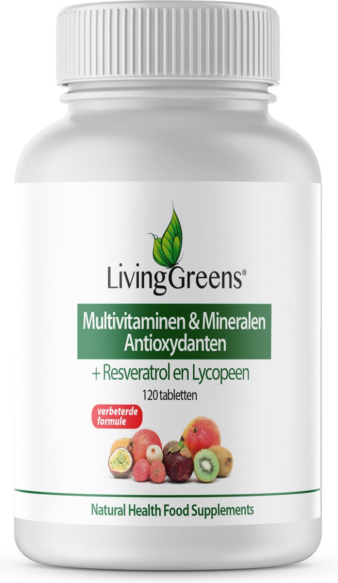 LivingGreens Multi vitaminen & mineralen en antioxidanten 120 tabletten, resveratrol en lycopeen