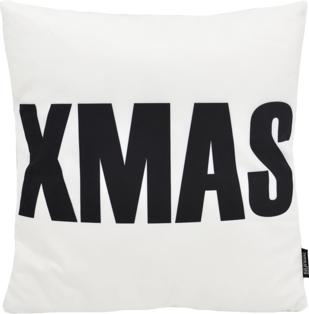 Gek op Kussens! XMAS White 'Kerst' Kussenhoes | Katoen / Polyester | 45 x 45 cm | Zwart-Wit wit-zwart
