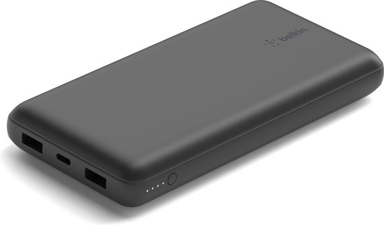 Belkin Boost-Up Charge 20.000 mAh Powerbank  - USB-A naar USB-C-Kabel - 3-Poorts - geschikt voor iPhone - 15W - Zwart