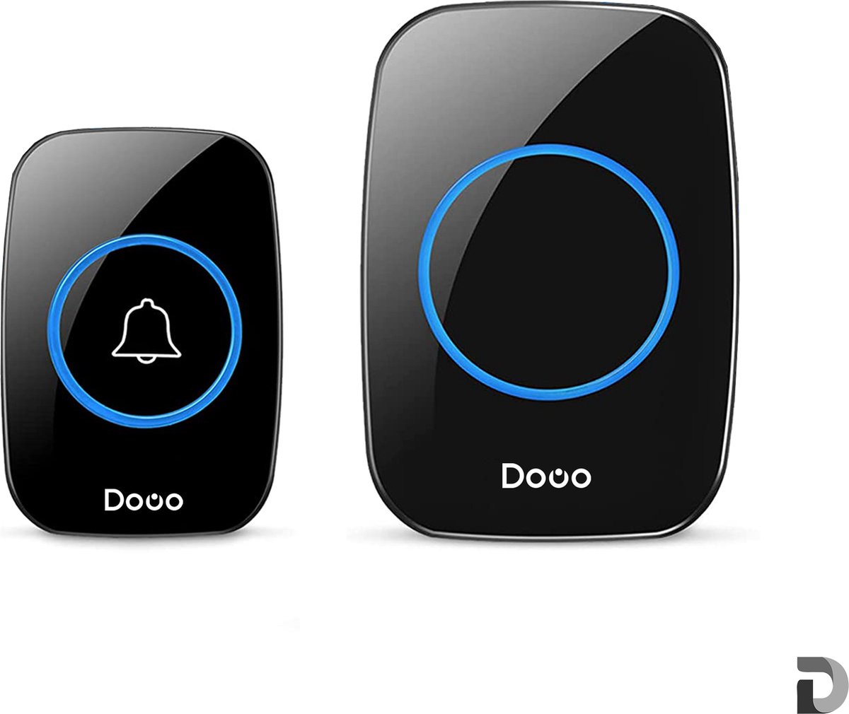 DOWO - Draadloze Deurbel Set - Draadloos Deur Bel - Deurbellen - Wireless Doorbell - IP44 Waterdicht - Met ontvanger - Zwart