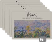 Placemat - Placemats kunststof - Monet - Kunst - Oude meesters - 45x30 cm - 6 stuks - Hittebestendig - Anti-Slip - Onderlegger - Afneembaar