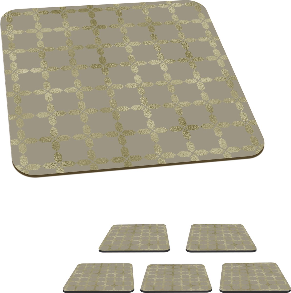 Onderzetters voor glazen - Patronen - Luxe - Goud - 10x10 cm - Glasonderzetters - 6 stuks