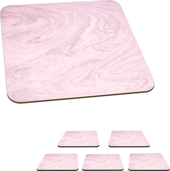 Onderzetters voor glazen - Marmer - Roze - Patronen - 10x10 cm -  Glasonderzetters - 6... | bol.com