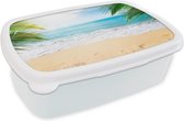 Broodtrommel Wit - Lunchbox - Brooddoos - Strand - Zand - Zee - Palmboom - 18x12x6 cm - Volwassenen
