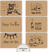 LMWK014 - lot de 12 - Cartes de Cartes de vœux Nouvel An avec Enveloppes - Nouvel An - nieuw An - Cartes Happy New - Cartes avec Enveloppes