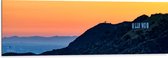 WallClassics - Dibond - Hollywood Sign met Zonsondergang - 120x40 cm Foto op Aluminium (Met Ophangsysteem)