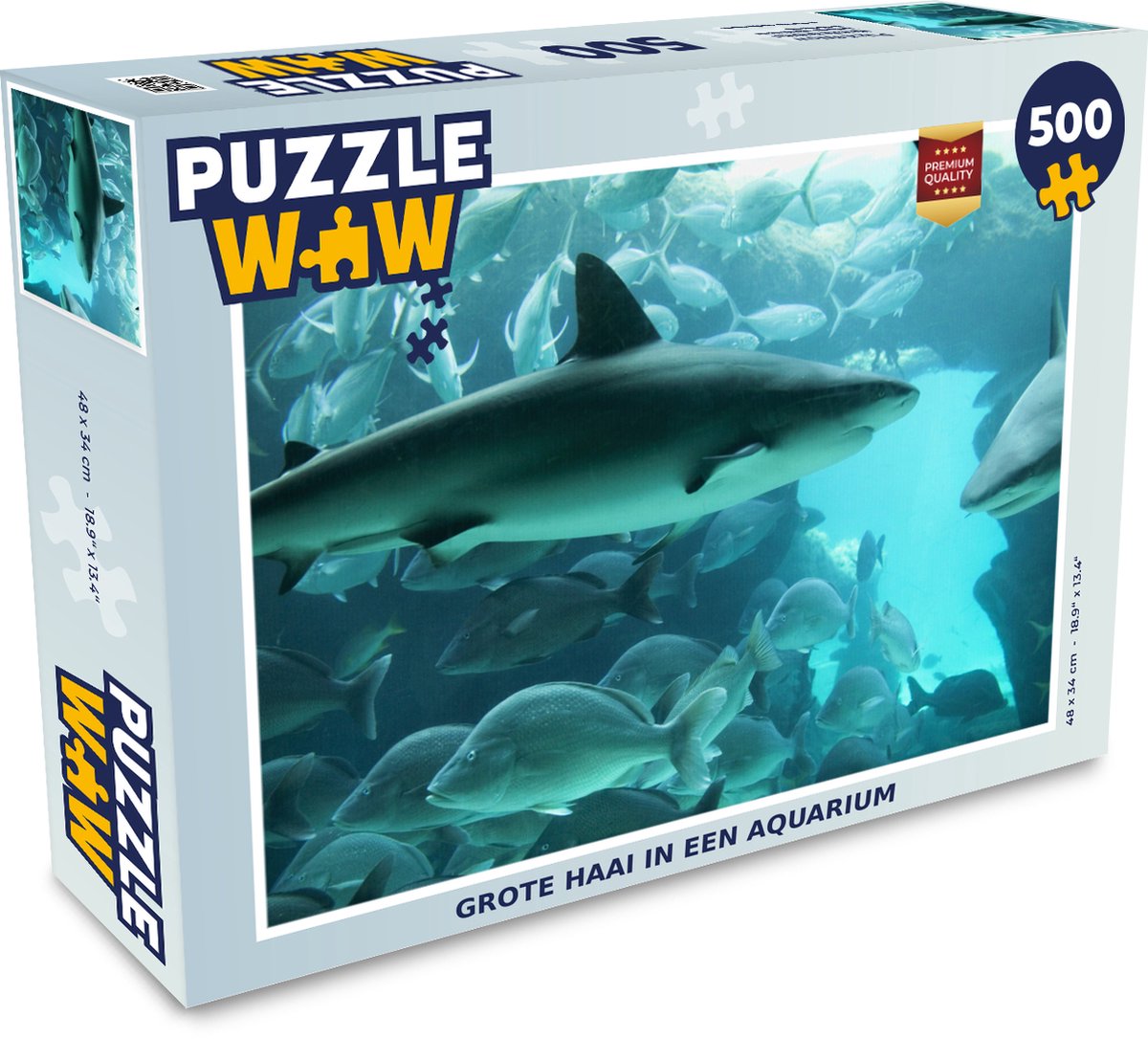 Puzzel Grote haai in een aquarium - Legpuzzel - Puzzel 500 stukjes