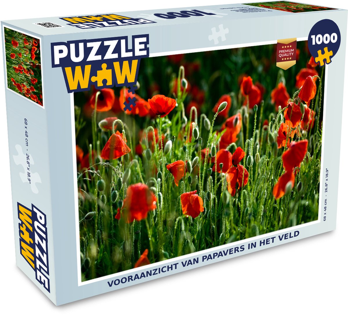 Puzzel Vooraanzicht van papavers in het veld - Legpuzzel - Puzzel 1000 stukjes volwassenen