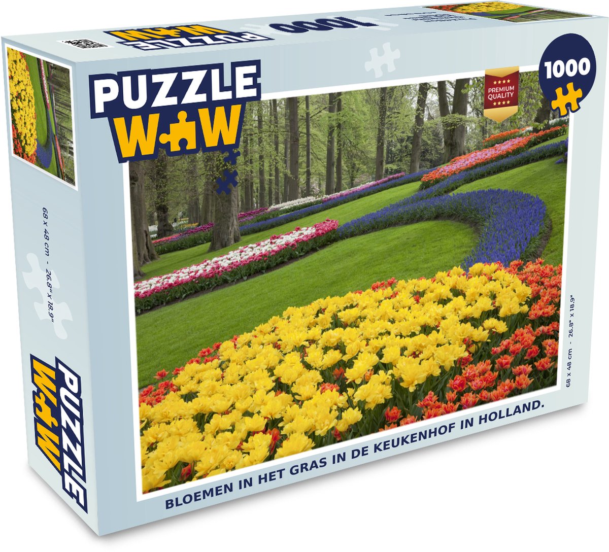 Puzzel Bloemen in het gras in de Keukenhof in Holland. - Legpuzzel - Puzzel 1000 stukjes volwassenen