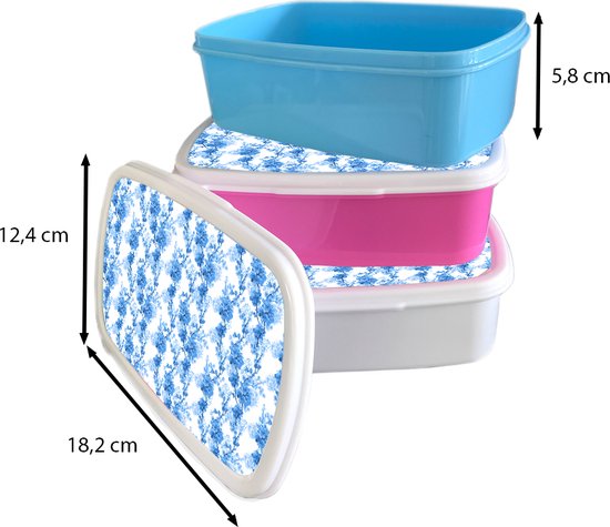 Lunch box Rose - Lunch box - Boîte à pain - Fleurs - Fleur - Blauw - Collage - 18x12x6 cm - Enfants - Fille