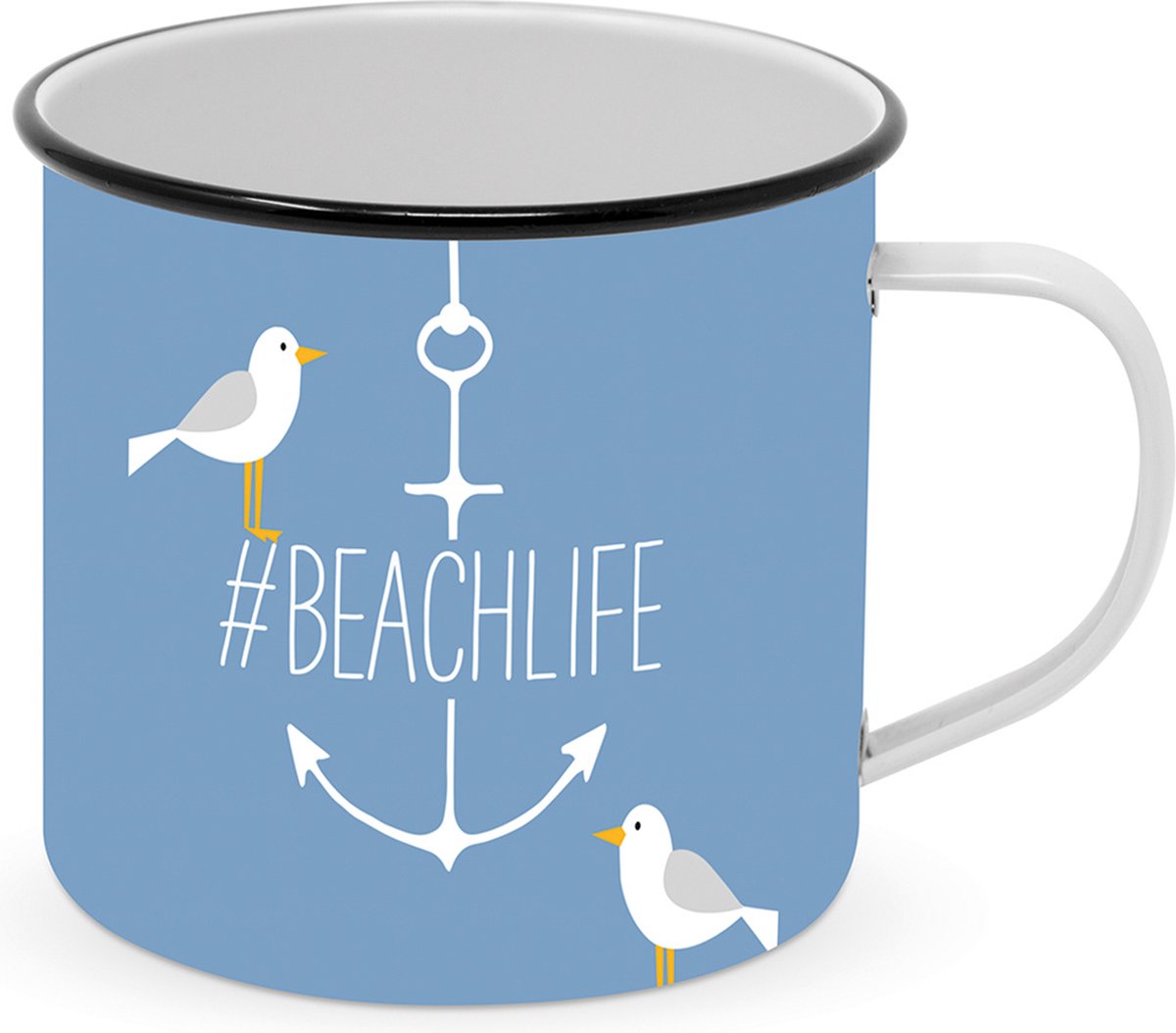 Emaille beker Beachlife meeuwen - PPD