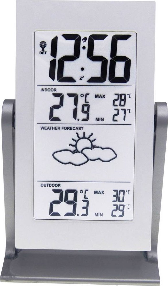 Weerstation - radiografische klok - Weergave van binnen- en buitentemperatuur - Weersvoorspelling met pictogrammen - Technoline WS 9135