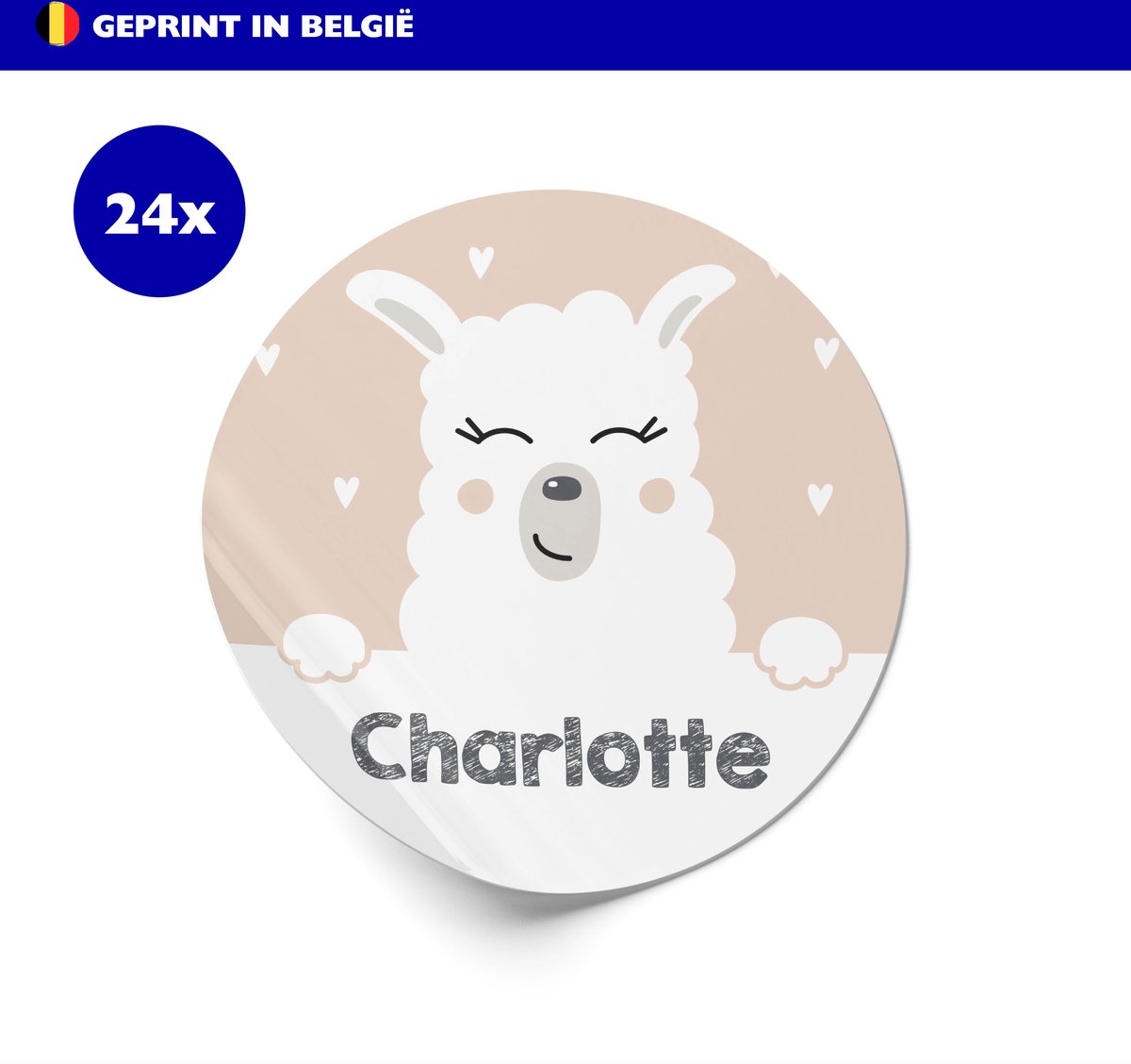 Stickers met naam | Per 24 | Alpaca sticker | Kindertraktatie | Kinderfeestje | Sluitzegel | Verjaardag | Traktatie | Bedankje | Inpakken | 4cm | 40mm