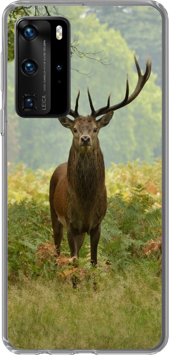 Telefoonhoesje Geschikt voor Huawei P40 Pro hoesje - Edelhert - Natuur - Groen - Siliconen Telefoonhoesje Telefoonhoesje