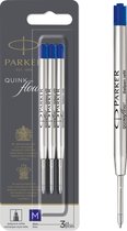 Parker balpenvullingen | Medium punt | Blauwe QUINKflow-inkt | 3 stuks