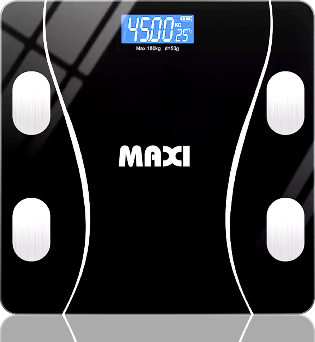 Maxi Nederland Maxi Smart Weegschaal Inclusief APP BMI VETPERCENTAGE SPIERMASSA Sporters Oplossing