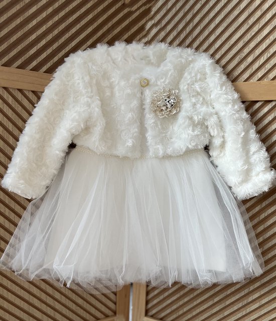 luxe feestjurk-bruidsjurk-doopkleding-tule jurk met jasje-bolero-bloemetjesmotief-baby...  | bol.com