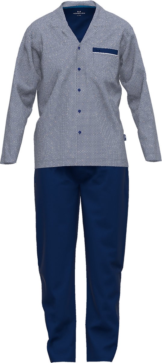 Gotzburg heren pyjama met knoopjes - middenblauw mini dessin - Maat: XXL